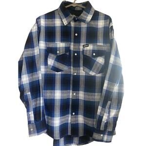 MINT Speed Shop Pearl Snap Button Up Western Plaid Shirt Medium Checker Texas